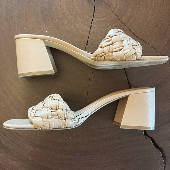 Marc Fisher Tan Block Heeled Mules with Woven Design/ Size 10M - Picture 7 of 9